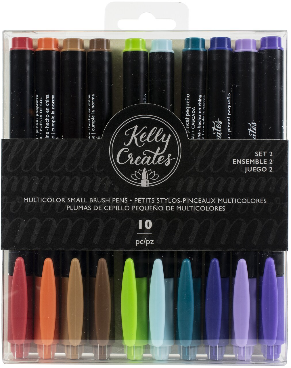 Kelly Creates Small Brush Pens 10/Pkg-Multicolor Set 2